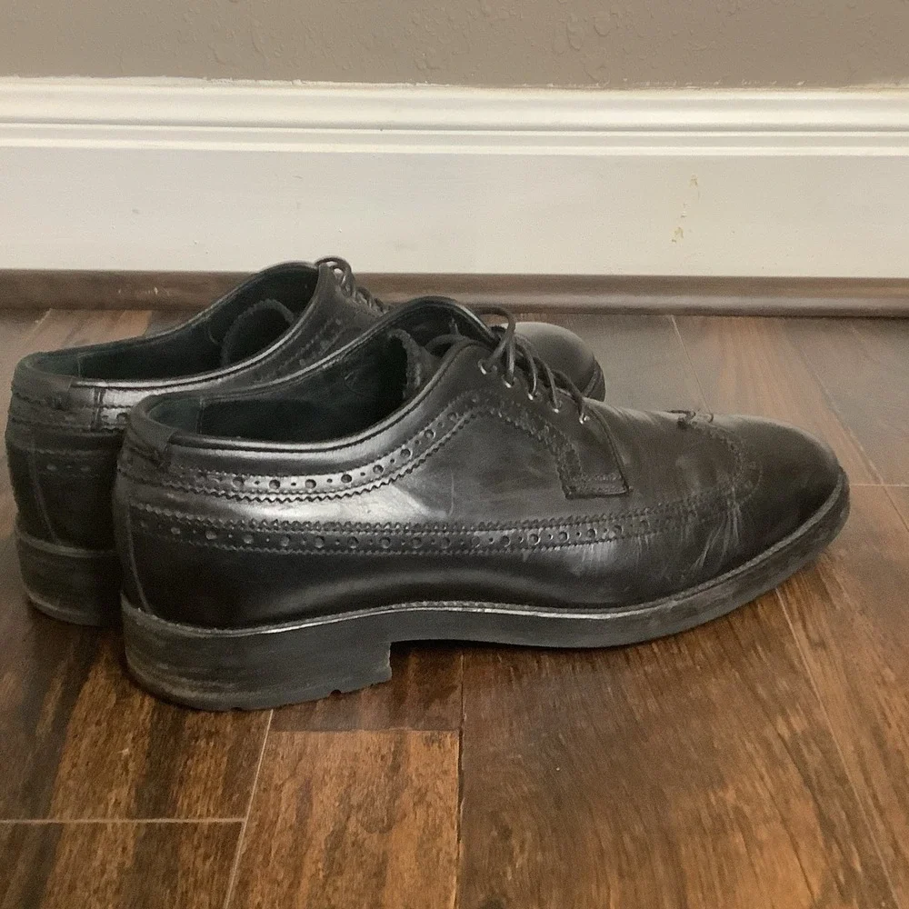 Aquatalia Made In Italy Men's Leather Wingtip Oxford Shoes Black Size 10